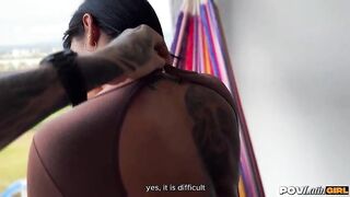 My girlfriend's roommate is a Colombian mother I'd like to fuck who bangs me with ass slam - POVLatinGirl