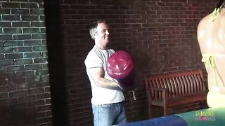 2 breasty brunette hair milfs are joined by their blond mother i'd like to fuck ally. They are having tons of joy in a plastic swimming pool. But then they jump on 2 large dicked lads and have an intensive hard indecent fuckfest.