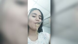 Eating food with cum