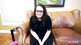 Breasty Brunette hair Harper B big beautiful woman Try-out Sloppy Deepthroat Greedy Gulp!