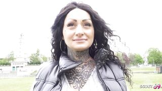 GERMAN SCOUT - 1st Anal Sex for Large Bazookas Tattoo Model Mia Roux at Pickup Casting