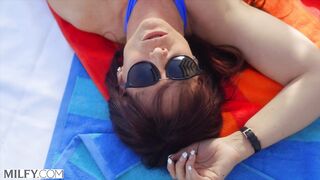 MILFY Curvy older Syren rides his youthful knob poolside