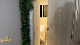 My hot bad stepmother leaves me to cum on her boobs after that babe caught me spying her - Salome Gil