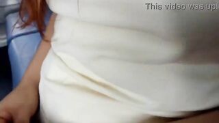 A charming youthful woman was alone on the bus, so I took her to my apartment.