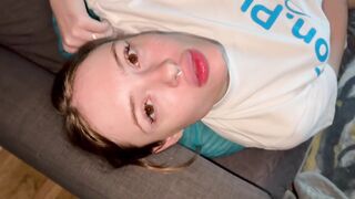 Cunt prank ended swallowing cum. Put her vibrating ,whilst cute relax