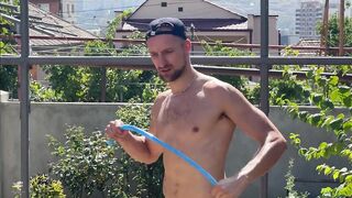 Hot gardener screws a twink hard on a swing with his large schlong