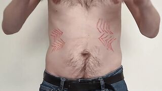 Red chevrons body painting
