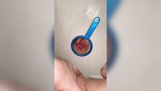 Trans guy pissing on mirror