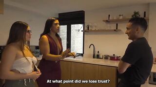 Homemade trio: The cuckolded wife catches her spouse cheating with her neighbour, and they one as well as the other end up banging him and giving him a facial creampie by cumming in her throat.