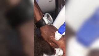 Washing The Cum Off At Mid-Night And Jerking off My BBC in Public Throne room