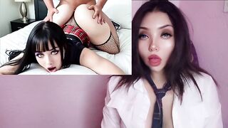 Gothic girlfriend with flawless melons gives her butt to her lover - Masturbating with AI