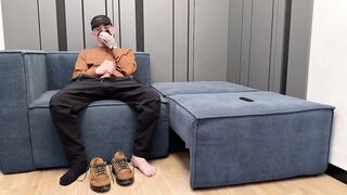 The dude jerks off after work