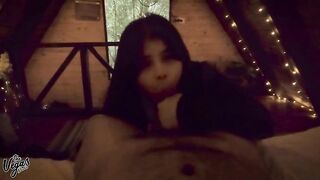 Anniversary Cabin POV: My Wife Sucked Me Off in the Darksome, Drank My Load & Teased Her Melons - The Vegas Homemade Oral-job