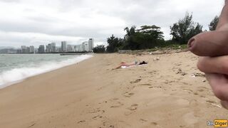Sweetheart Can I Cum On Your Breasts? - Public Ramrod Flashing On The Beach