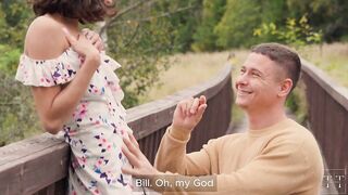 Cum all Over His Fiancée's Boobs in the Woods