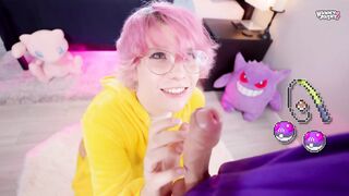 Femboy Pokeslut bimbo likes to bounce and suck on twink ramrod