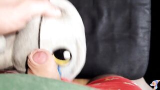 tiny plush blue dinosaur