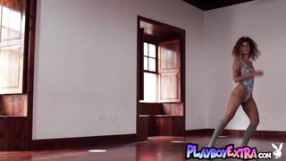 Tiny titted stripped latin dancer shaking her bubble ass