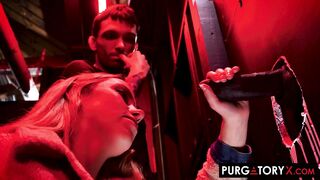 PURGATORYX Sexy golden-haired wife Khloe Kapri sucks a BBC in front of her spouse at a gloryhole
