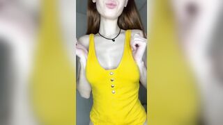 Yellow Bodysuit Flash – Cute Breasts Disclose