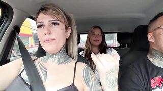 We picked up a teacher in front of the school! And took her to screw in the car.