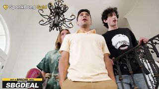 SPANKBANG GOLD - Menopausal Stepmom & Allies Devour Stepson and His Large-Dicked Buddies