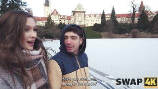 SWAP4K. A kinky pair had a hard trio with a hawt beauty, her boyfriend watched throughout the glass