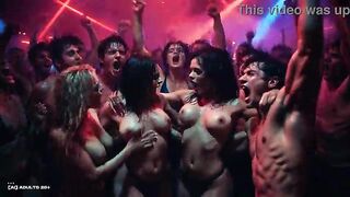 [AI-generated] Red Glow Intimate Club Rave – Go-Go Dancers, Topless DJ, Flying Large Bazookas & Crimson Heat Chaos – Rhythm & Skin