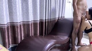 Standing sex with most excellent ally's girlfriend on sofa sex