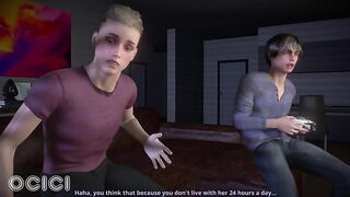 During the time that that guy's playing with his allies in the living room, that babe's giving one of his allies a fellatio - CG Anime - OCICI