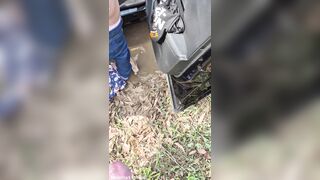 Wife gets a load on her butt in public in the street!