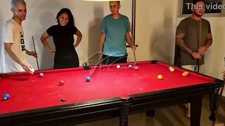 The beauties wanted to learn how to play pool, and we taught 'em how to hold the cue stick.