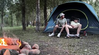 Sucking his mushroom head during the time that camping