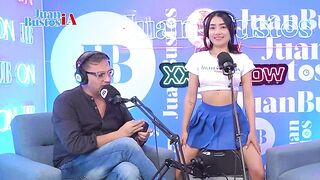Tiny brunette hair MayraOficial cums like eager on the Sybian machine on the set of the JuanBustos Podcast!
