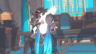 neuvillette x wriothesley booty slap - Genshin Impact