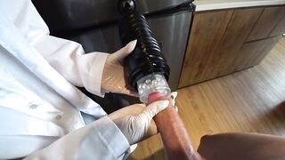 LATIN BABE NURSE milks my CUM example with Machine and his deepthroat