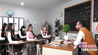 Arrogant Oriental Bent Over Her Bench And Screwed By The Teacher Infront Of Class