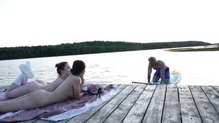 2 Angels Took Their Clothing off on the Lake. a Passing Surfer Had Sex in the Open Air