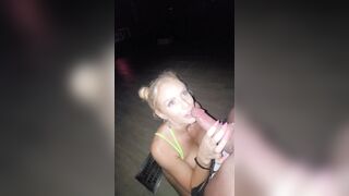 Blond Raver Bitch Takes U to Rooftop to Suck and Bang U