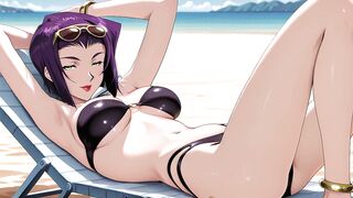 Faye Valentine Sunbathing Turns Into Beach Sex. Faye Valentine Anime Cosplay