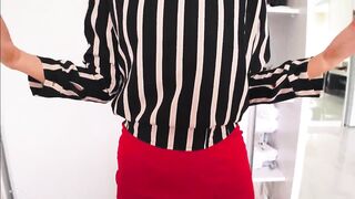 Hawt office mother I'd like to fuck catches me wanking after work - should I stop?