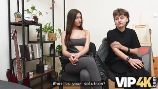 VIP4K. 2 pretty eighteen years old beauties jumps on the Stranger's face