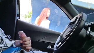 Risky masturbation for pedestrians at a public bus stop!