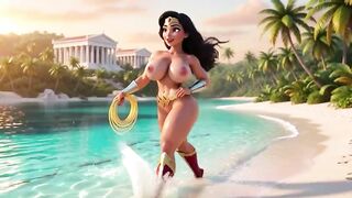 Curvy Golden-haired Woman Lies Bare With Legs Open On Kitchen Counter At Home (AI generated)