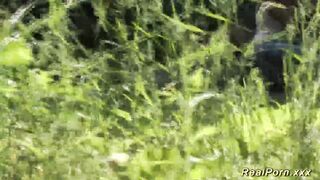 obese chick gets wild banged in the forest