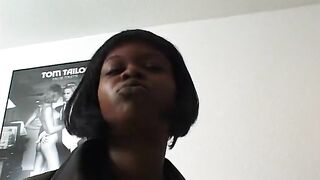 Shaggy black teen sucks white knob