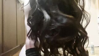 Little trans teen beauty takes a 10 inch bbc vibrator