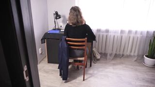 Sexy Coworker Teases Butt Untill Her Panties Ripped
