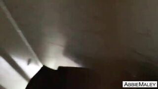 Trio Oral in Public Restroom - Abbie & Riley Suck Strangers Shlong