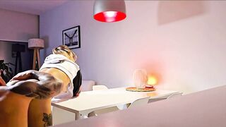 Aerial View of My Large Ass Being Permeated Non-stop on the Table. Creampie